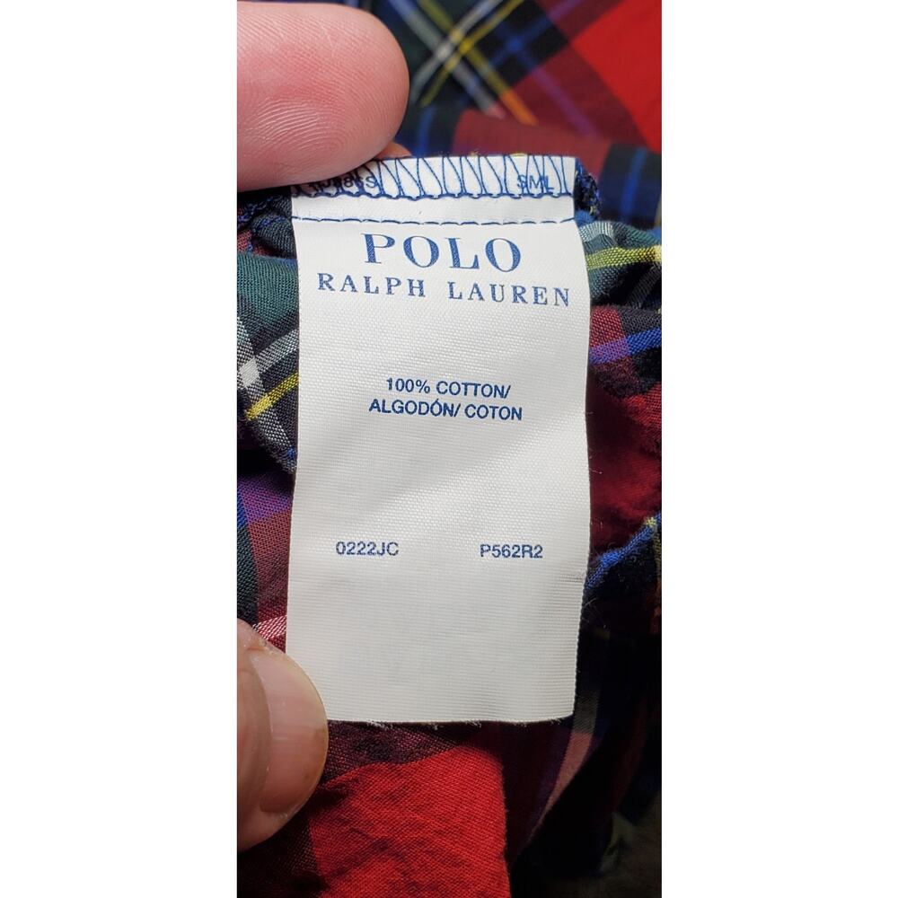 Polo Ralph Lauren Sz L Men’s Red Blue Button Sleep Wear Pajama Shirt Ponies C21 - Picture 6 of 8